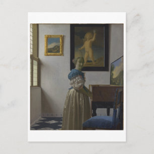Cartão Postal Lady Standat a Virginal de Johannes Vermeer