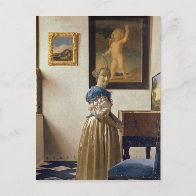 Cartão Postal Lady standing at the Virginal, c.1672-73 (Frente)