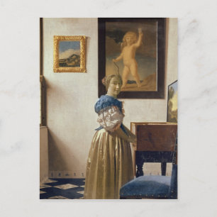 Cartão Postal Lady standing at the Virginal, c.1672-73