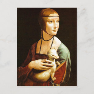Cartão Postal Lady with an Ermine, por Leonardo da Vinci, 1483,