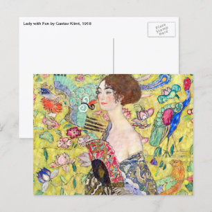 Cartão Postal Lady with Fan, por Gustav Klimt, Vintage Japonism