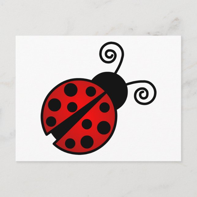 Cartão Postal Ladybug bonito - Vermelho e Preto (Frente)