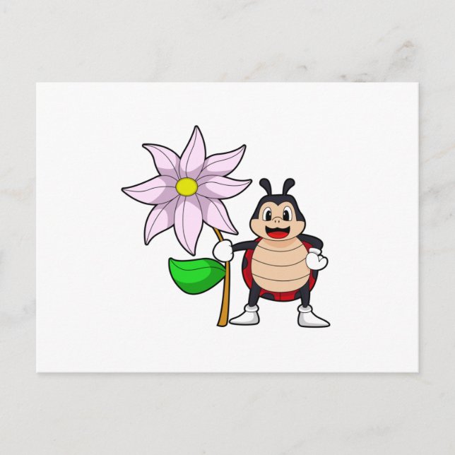 Cartão Postal Ladybug com Flower.PNG (Frente)