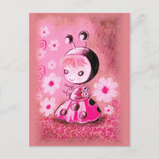 Cartão Postal Ladybug em um vestido
