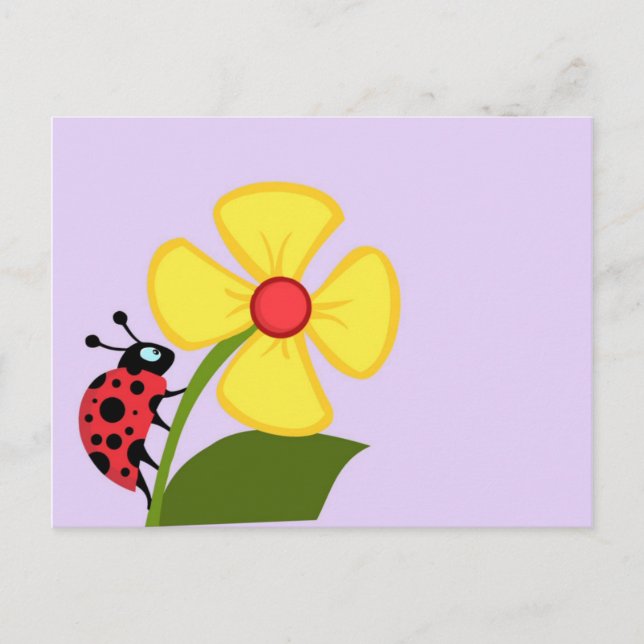 Cartão Postal Ladybug Flower (Frente)
