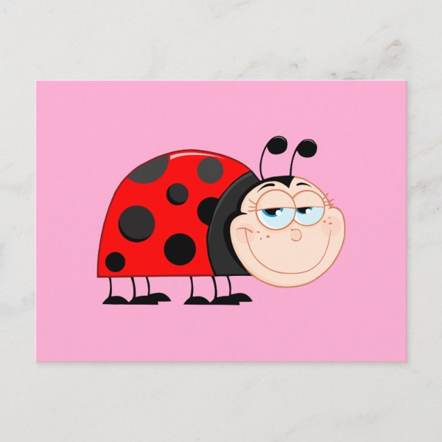 Cartão Postal Ladybug Insetos Engraçados Insetos Sorriso Bonito (Frente)