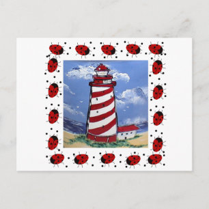 Cartão Postal Ladybug Lighthouds
