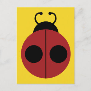 Cartão Postal Ladybug Red e Yellow Cute