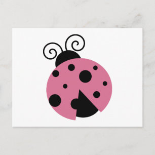 Cartão Postal Ladybug Rosa