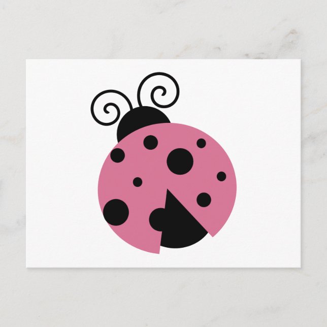 Cartão Postal Ladybug Rosa (Frente)
