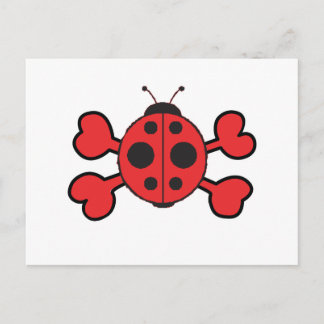 Cartão Postal ladybug Vermelho crânio Crossbones