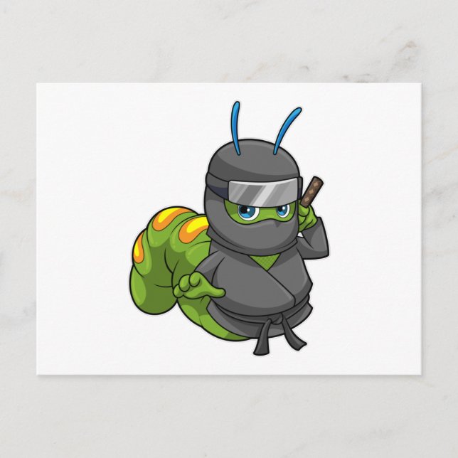 Cartão Postal Lagarta como Ninja com Espada (Frente)