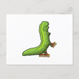 Cartão Postal Lagarta como patinadora em linha com skates em lin