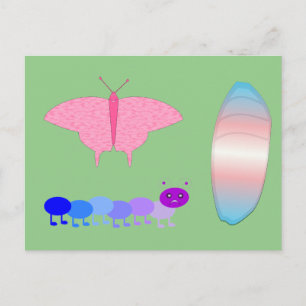 Cartão Postal Lagarta do Orgulho Transgênero LGBTQIA para Borbol