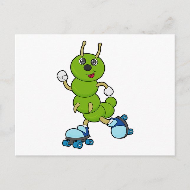 Cartão Postal Lagarta em patinação inline com patins de rodas (Frente)
