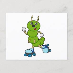 Cartão Postal Lagarta em patinagem em linha com skates