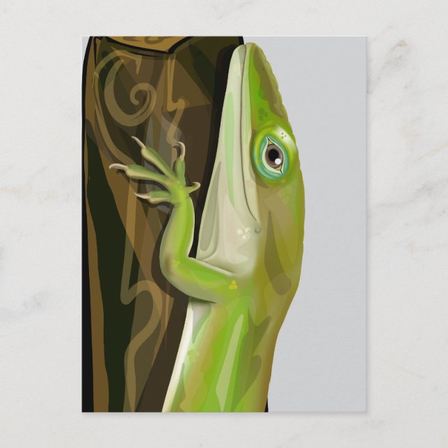 Cartão Postal Lagarto Anole Verde (Frente)