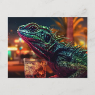 Cartão Postal Lagarto com uma bebida