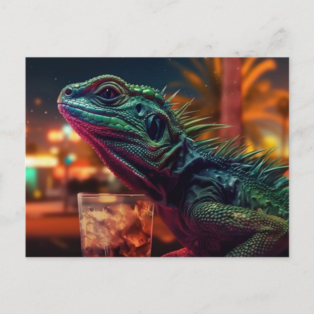 Cartão Postal Lagarto com uma bebida (Frente)