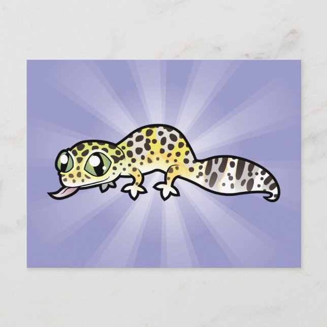 Cartão Postal Lagarto Gecko Leopardo de Desenho Animado (Frente)