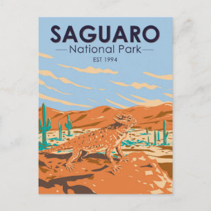 Cartão Postal Lagarto-hornudo do Parque Nacional Saguaro Vintage