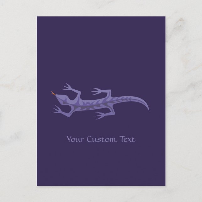 Cartão Postal Lagarto Tribal Roxo (Frente)