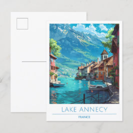 Cartão Postal Lago Annecy França Viagem Vintage