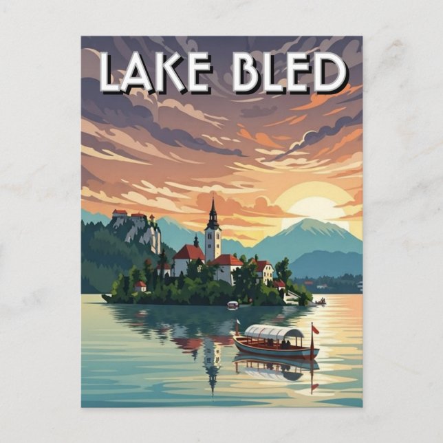Cartão Postal Lago Bled Eslovênia (Frente)