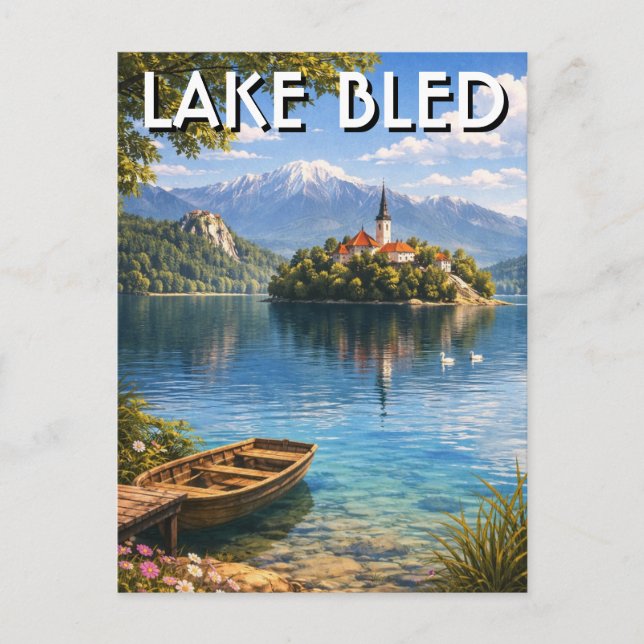 Cartão Postal Lago Bled Eslovênia (Frente)