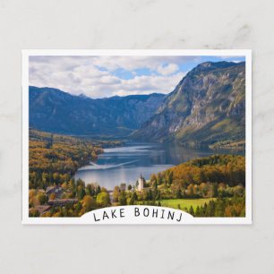 Cartão Postal Lago Bohinj na Eslovênia no outono