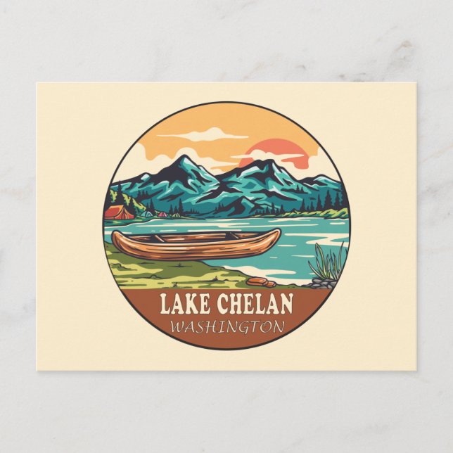 Cartão Postal Lago Chelan Washington Barco Fish Emblem (Frente)