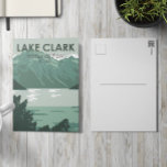 Cartão Postal Lago Clark National Park Alaska Vintage<br><div class="desc">Lago Clark vetor trabalho de arte design. O parque é uma terra de beleza impressionante. O vapor vulcânico,  a salmoura,  o urso forrageiro e as montanhas rugosas refletem-se em lagos turquesas em xisto.</div>