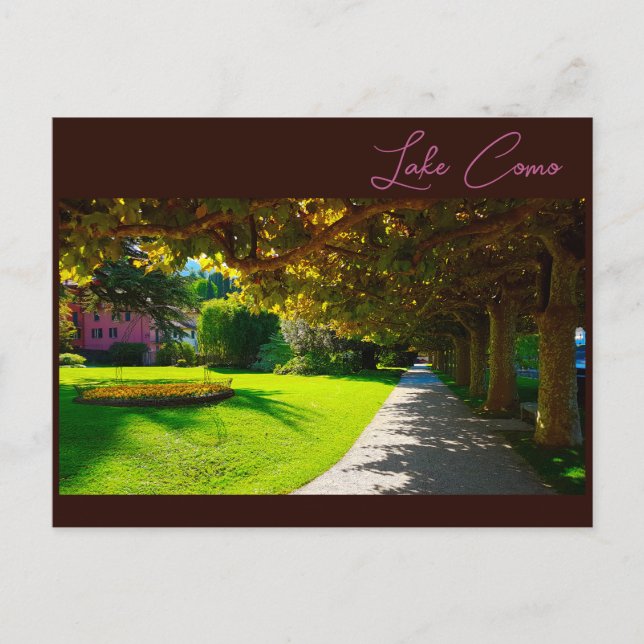 Cartão Postal Lago Como Itália Bellagio Walkway (Frente)