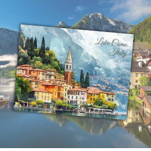 Cartão Postal Lago Como Itália Vacina Europa Art Keepsaame