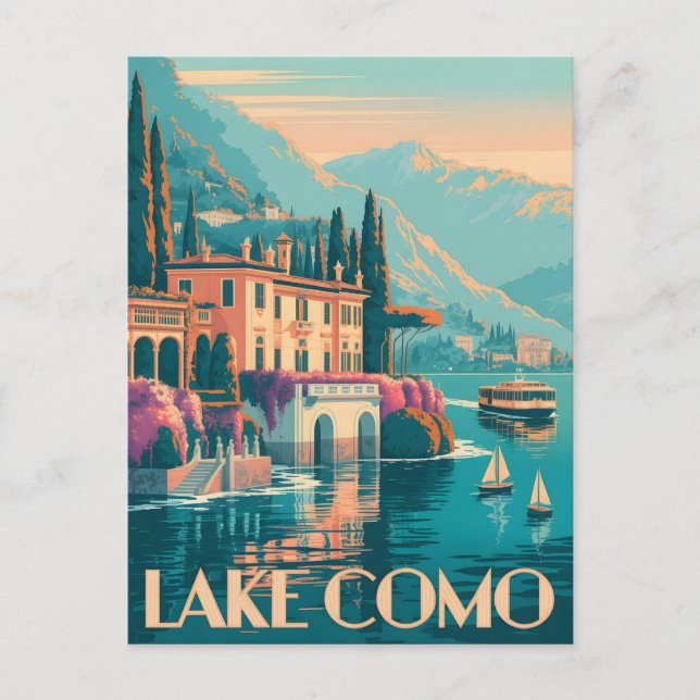 Cartão Postal Lago Como Vintage (Frente)