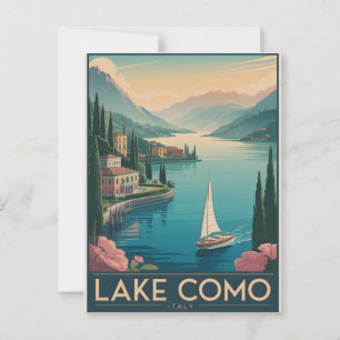 Cartão Postal Lago Como Vintage