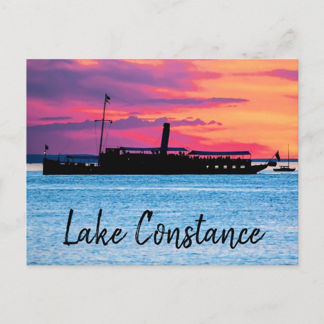 Cartão Postal Lago Constance Steamboat em Sunset Art (Frente)
