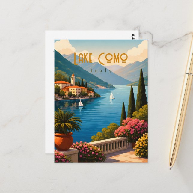 Cartão Postal Lago de Como Itália (Frente/Verso In Situ)