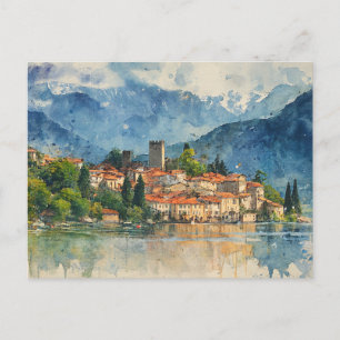 Cartão Postal Lago de Como Itália - Pintura com Efeito de Salpic