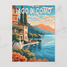 Cartão Postal Lago de Como Italia Viagem Art Vintage