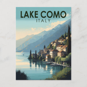 Cartão Postal Lago de Como Itália Viagem Arte Vintage