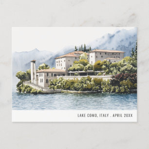 Cartão Postal Lago de Como Norte da Itália Aquarela Viagem Itali