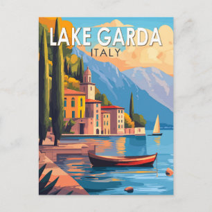 Cartão Postal Lago de Garda Itália Viagem Arte Vintage