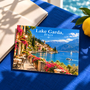 Cartão Postal Lago de Garda Itália Vila à Beira do Lago Viagem