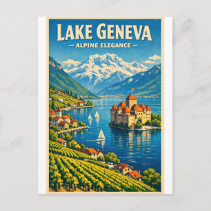Cartão Postal Lago de Genebra, Suíça, em um clássico retrô