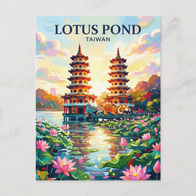 Cartão Postal Lago de Lótus Taiwan (Frente)