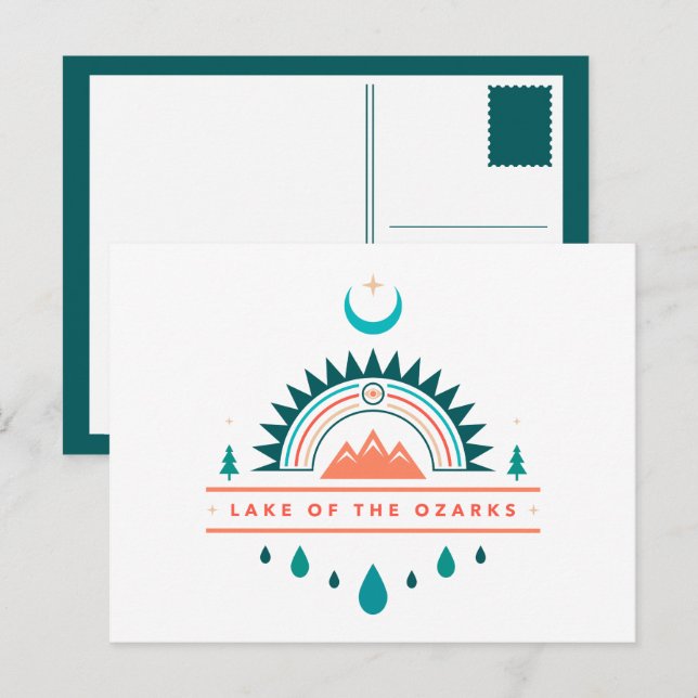 Cartão Postal lago de ozarks boho lua arco-íris (Frente/Verso)