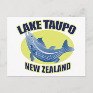 Cartão Postal lago de peixe-truta taupo novo zealand