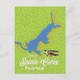 Cartão Postal Lago de Sainte-Croix mapa de viagem França