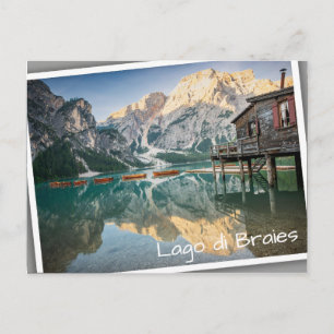 Cartão Postal Lago di Braies, Dolomites, Itália